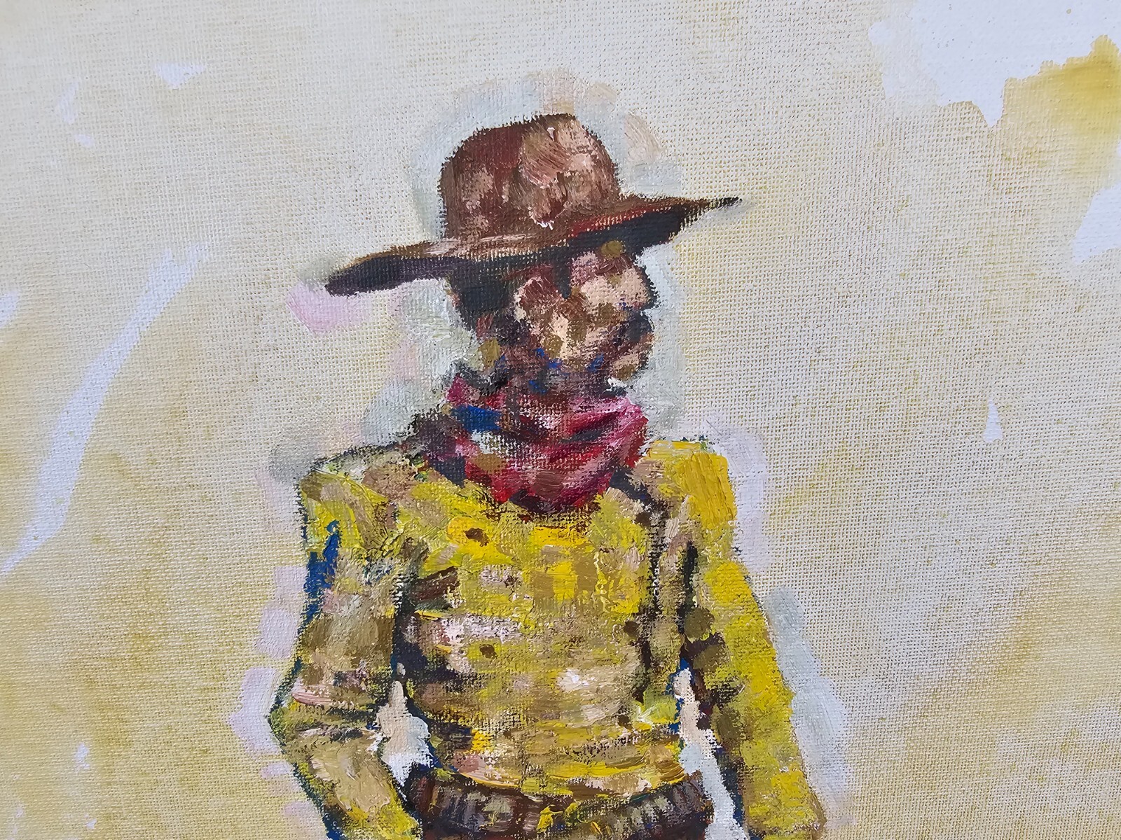 2 Original Native American Indian & Western Cowboy Art Painting Signed Phillips