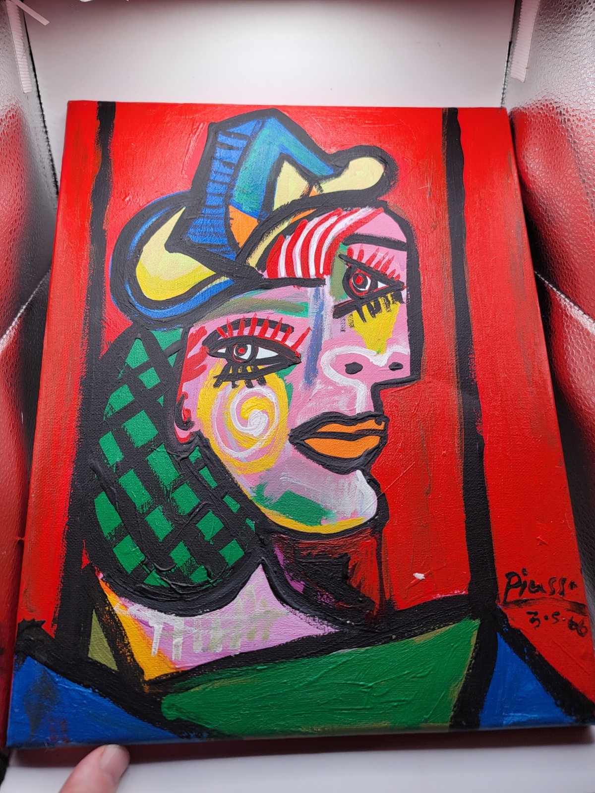 Pablo Picasso – Amazing Oil Painting Abstract Canvas Cubist 1960s Lady in Red