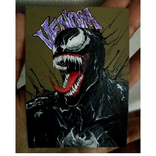 ACEO Original Venom UV Radiant & Acrylic Glow Art Marvel Hero Hand Painting NEW