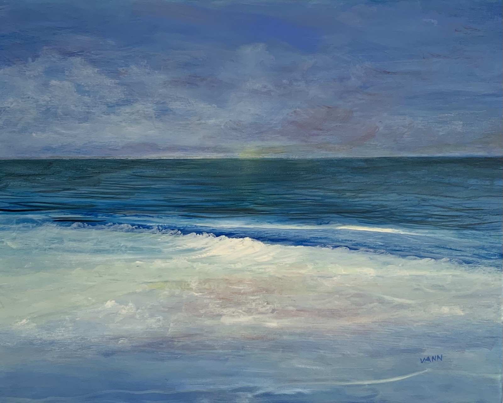 “Peaceful Beach” New Oil Painting by Gina Vann 16 in. x 20 in. Large Unframed