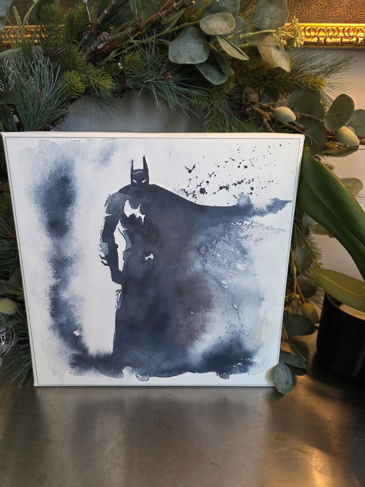 Batman Watercolor Painting on Canvas Modern Illustration Art Comics 12×12