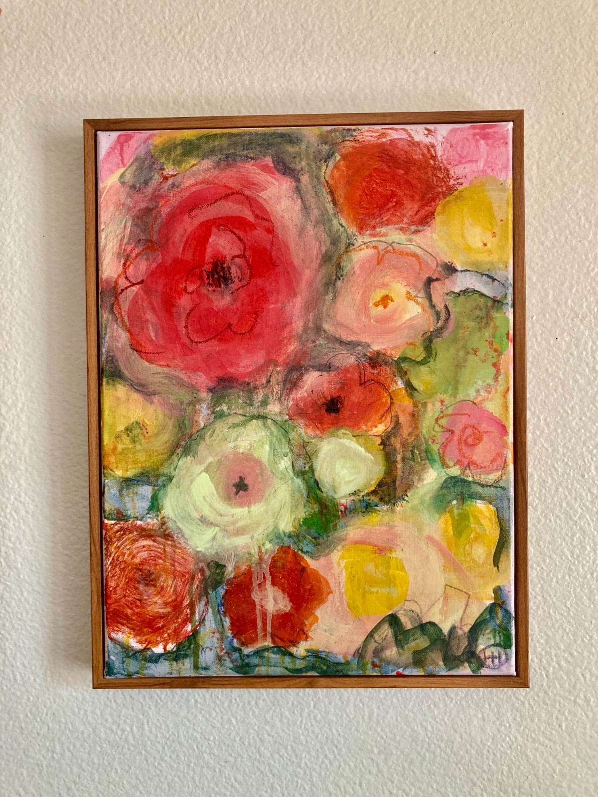 Original Abstract Floral Acrylic 12×16 Canvas Painting, Holly Hammond