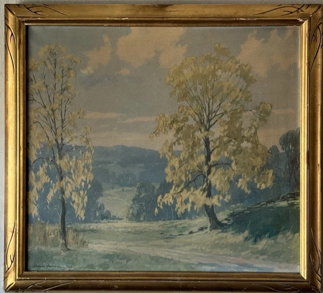 JAMES TOPPING ANTIQUE ILLINOIS PLEIN AIR LANDSCAPE OIL PAINTING OLD VINTAGE 1930