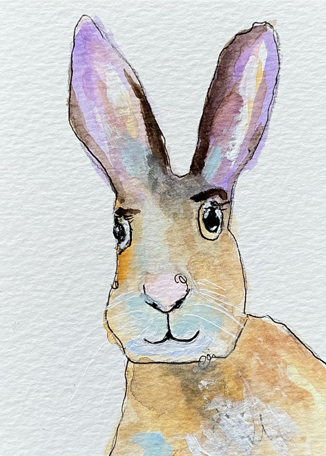 ACEO Painting By Kenna Original Rabbit 2.5” X 3.5” Signed Collector Card ÀTC