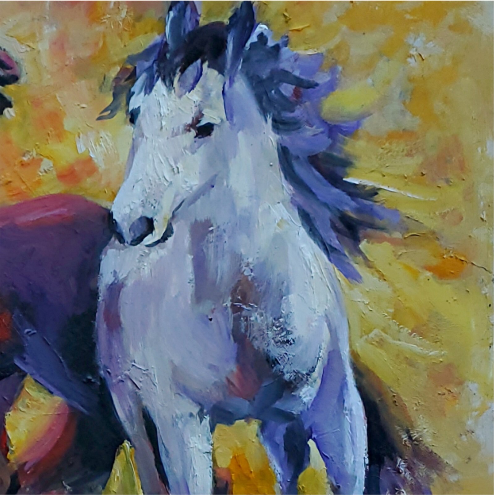 ANDRE DLUHOS Horses Equine Stallion Fire Water Animals Original Art Oil Painting