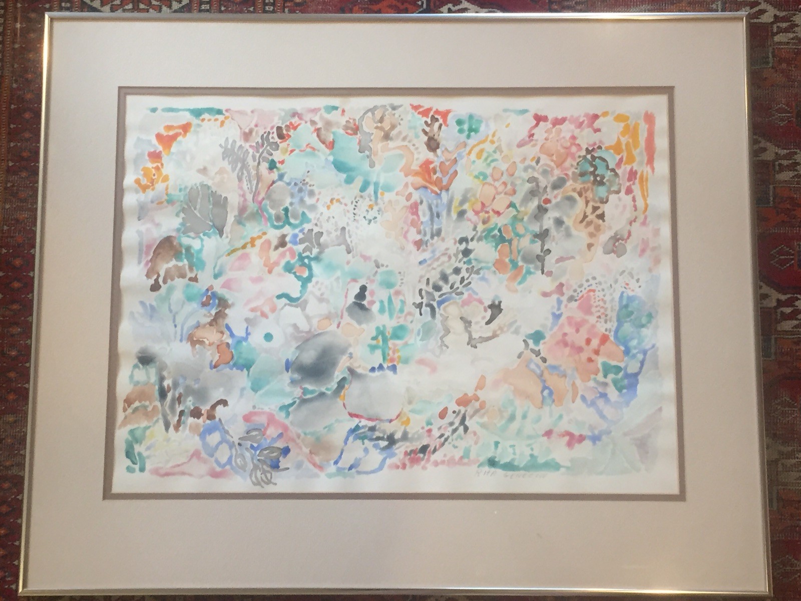 Orig Rita Genecin Watercolor Painting Art Foliage Framed Baltimore MD Abstract