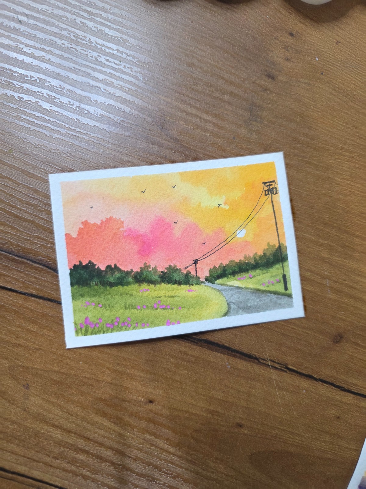 ACEO watercolor painting. Original Landscape