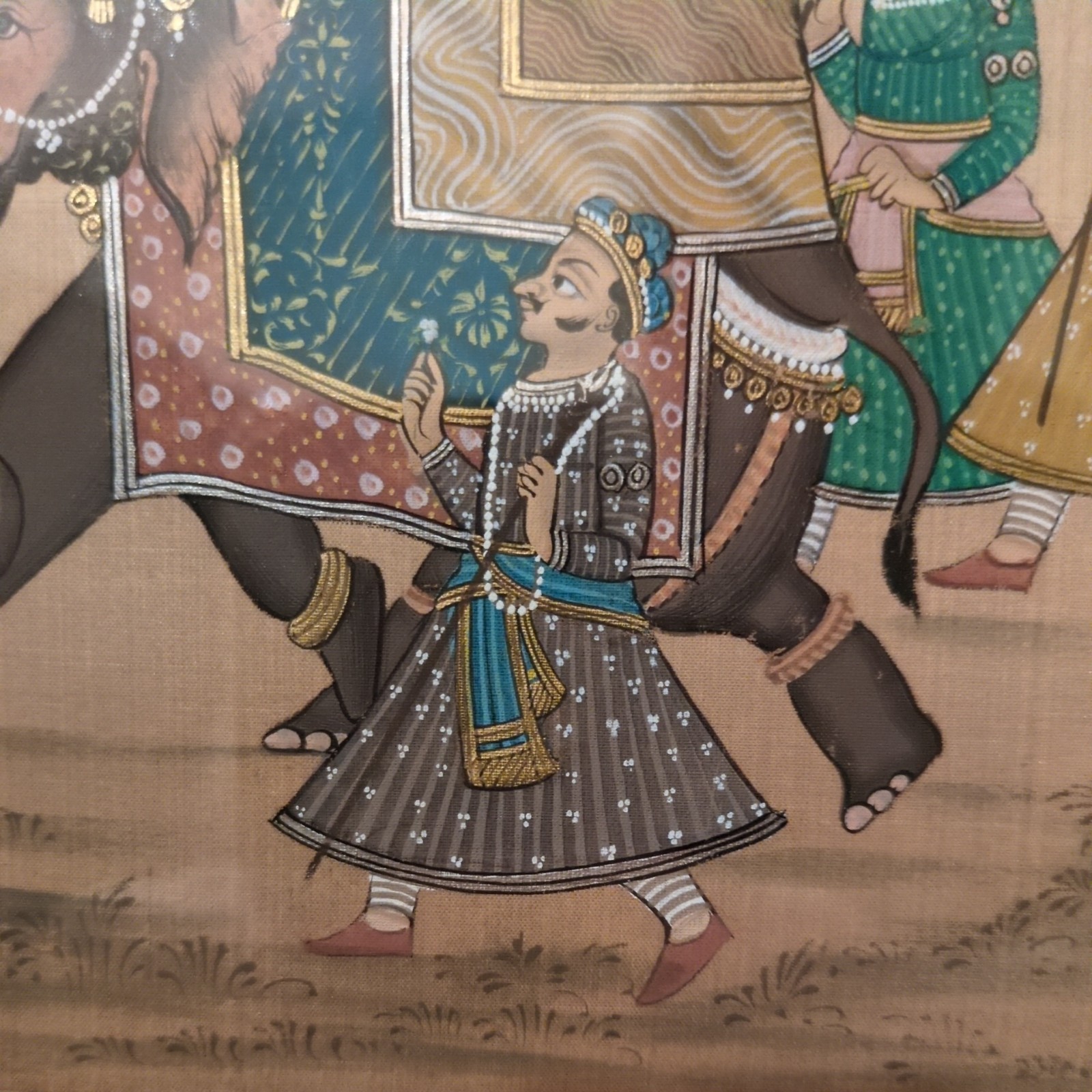 Rajasthan Maharajah Handmade Indian Royal Ethnic Procession Folk Silk Painting