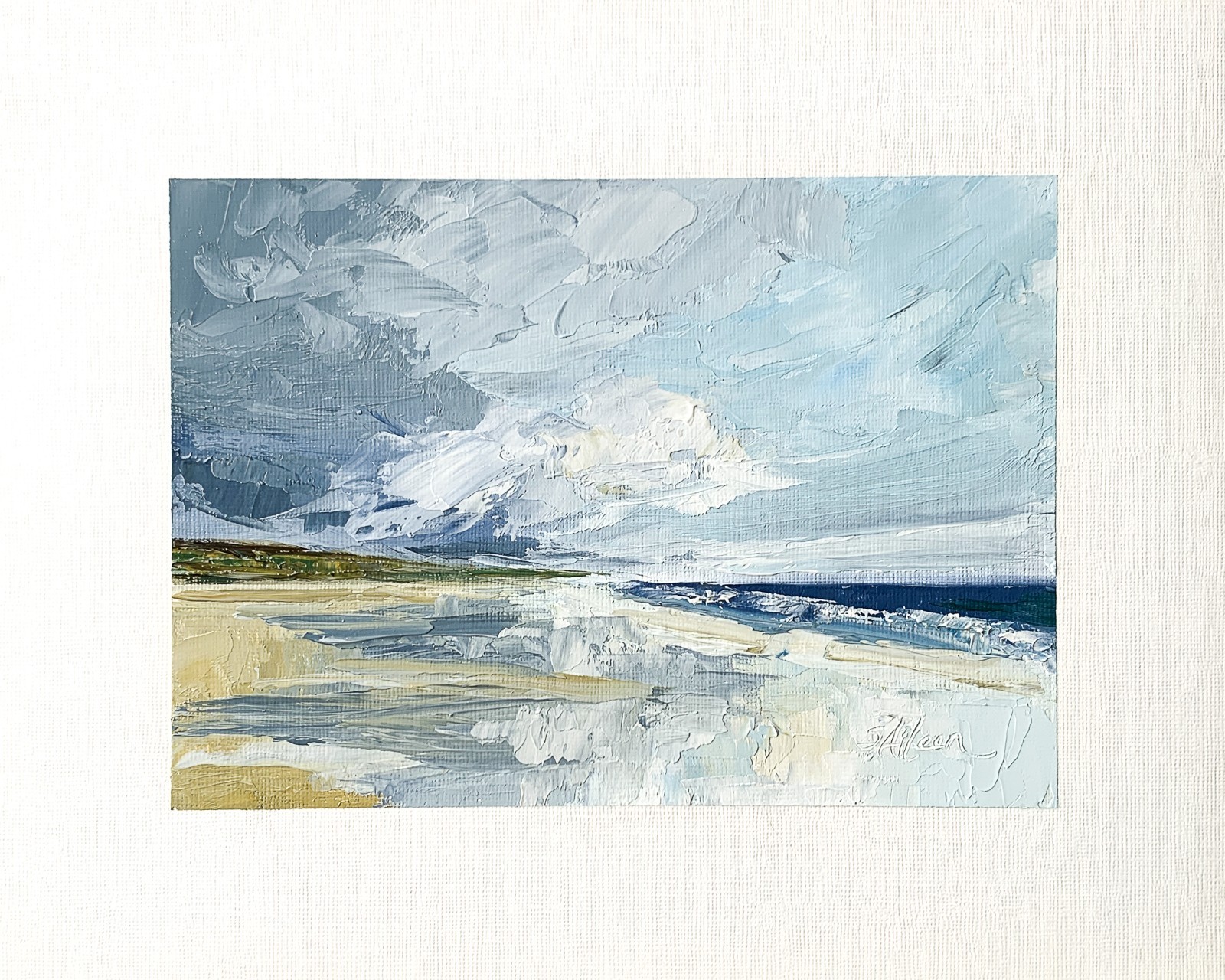 8×10 Maine Original Oil Painting Seascape Beach Coastal Art New England Signed