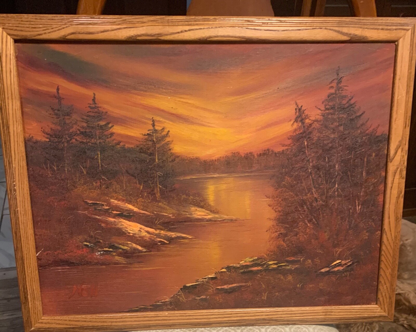 VTG Oil Painting on Canvas, Framed Signed Landscape 26.75 x 20.75″( 24″ x 18″