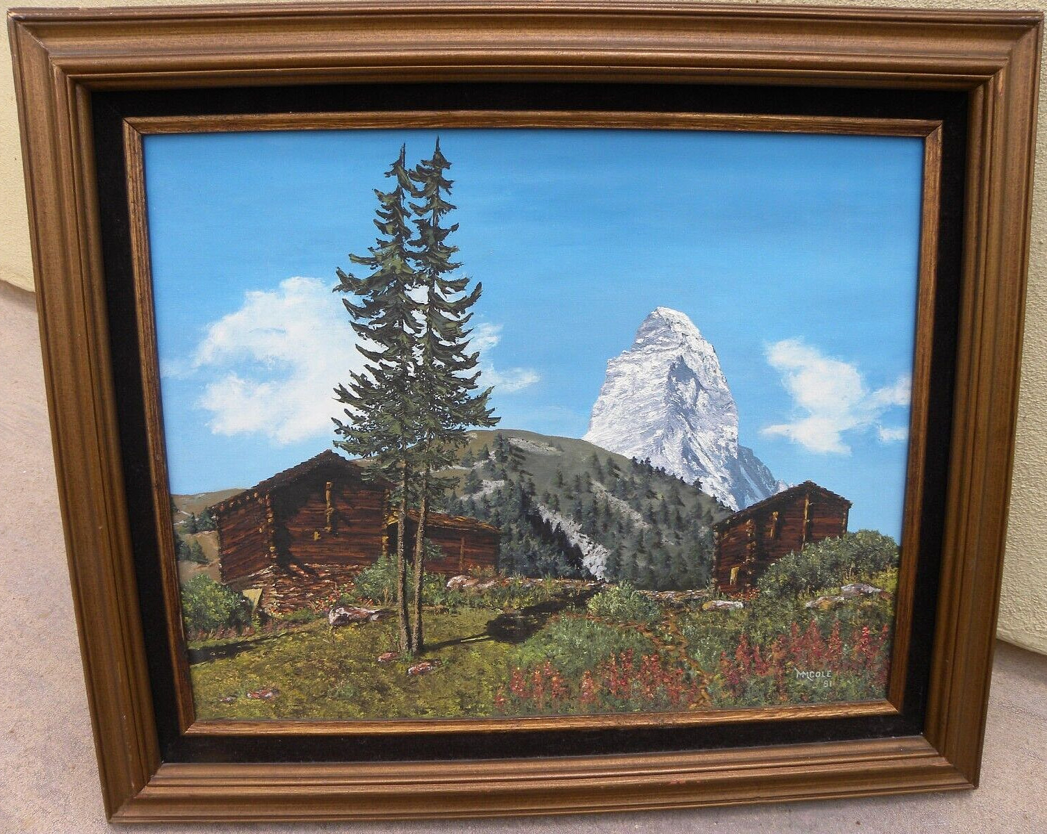 Matterhorn Switzerland vintage signed landscape painting