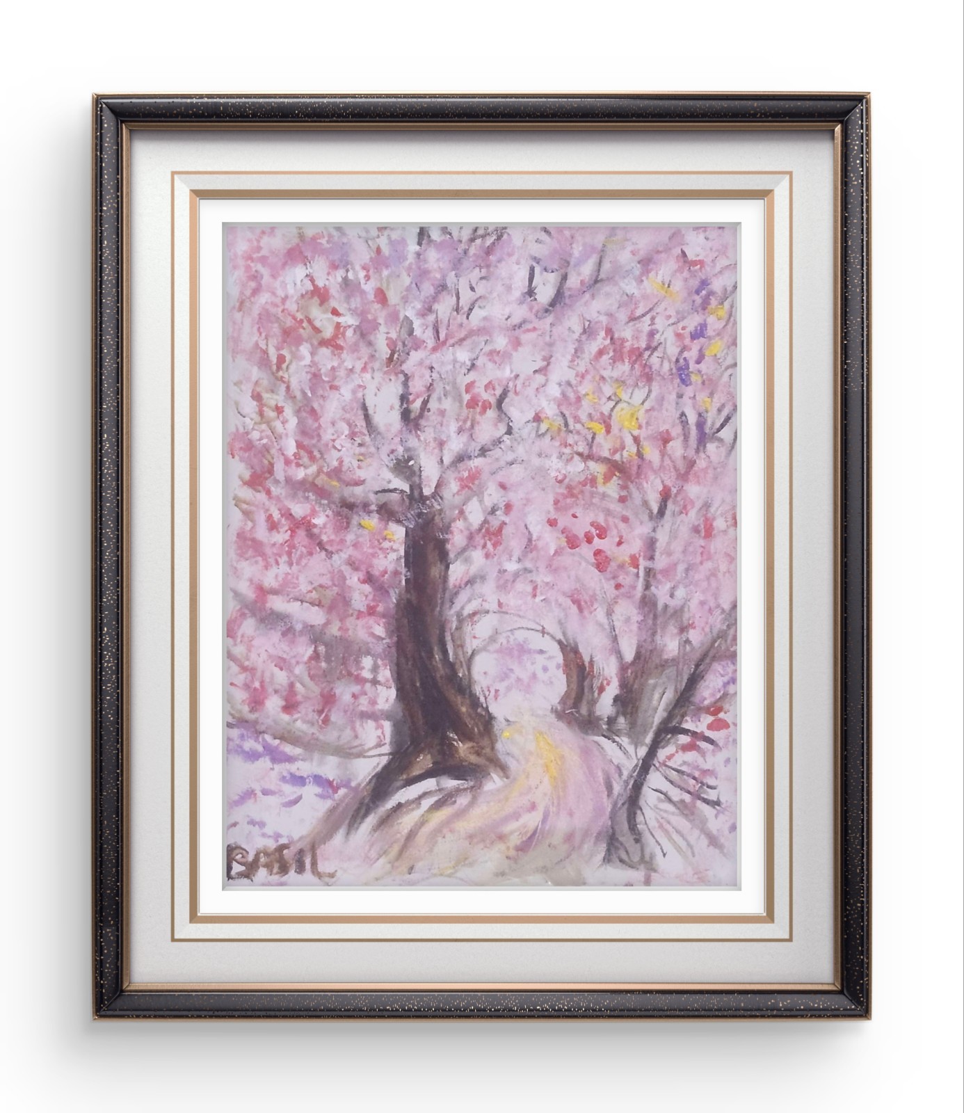 Cherry Blossom Walk Colorful Modern Art Acrylic Painting Canvas 11×14