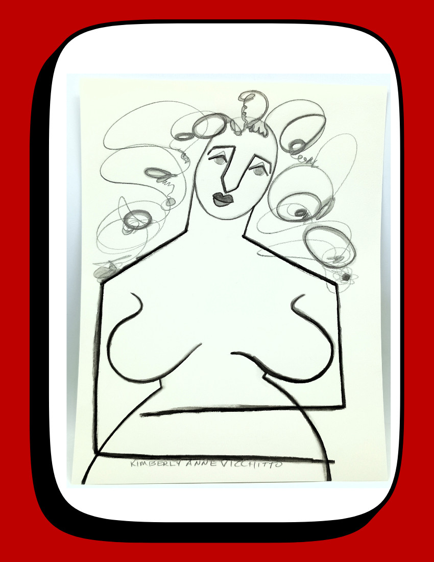 Original Signed w/COA Watercolor on Paper Art Woman Monochrome VI033 8.5″x11″