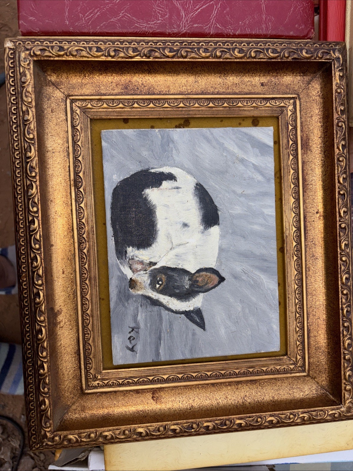 Dog Painting Pet Portrait on Canvas Board Framed Home Decor Gift Idea