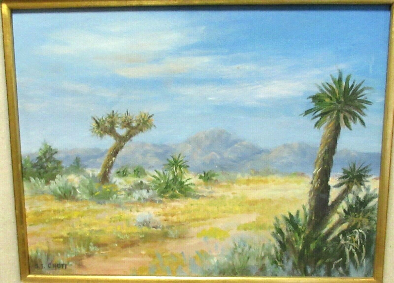 S.I.CHOTI YUCCA VALLEY CALIFORNIA DESERT SCENE ORIGINAL OIL ON CANVAS PAINTING
