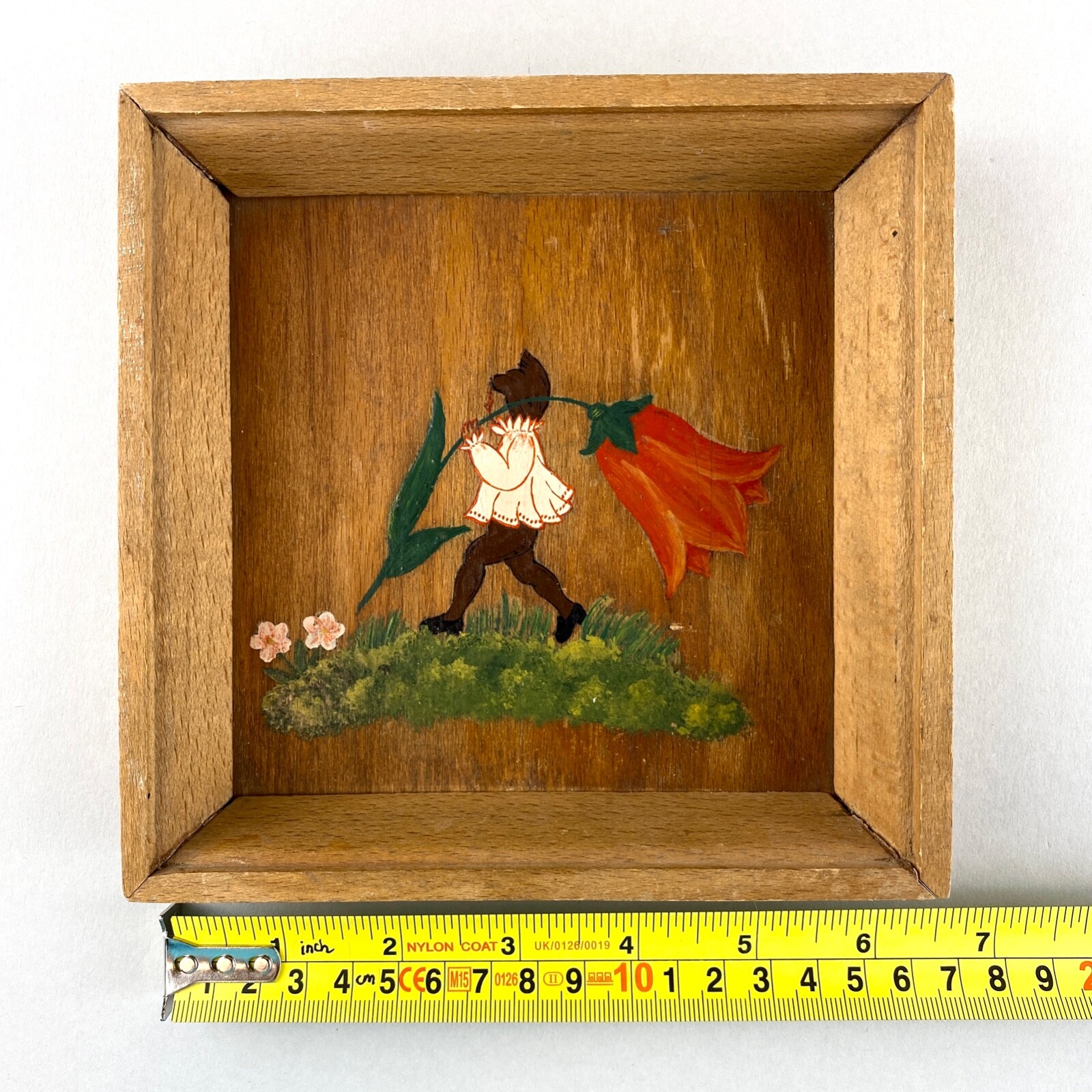 Mid Century Mini Painting Tulips Elf 16x16cm Decorative Frame Fairy Wood Picture