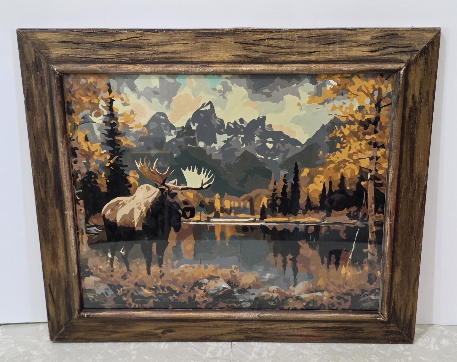 Mosaic Majestic Moose Paint By Numbers Painting Finished Framed Signed