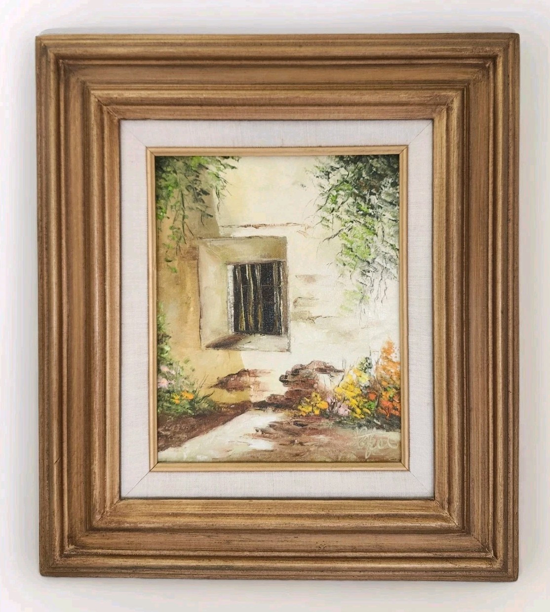 Vtg Original Oil Painting Canvas Framed Impressionist Old World Architecture