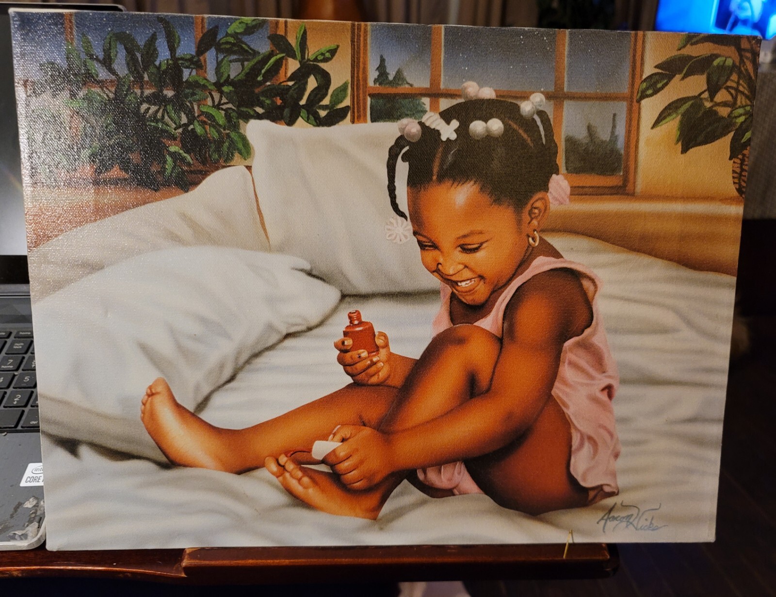 African American Painting GETTING HER GROOVE BACK Genuine Lithograph on Canvas