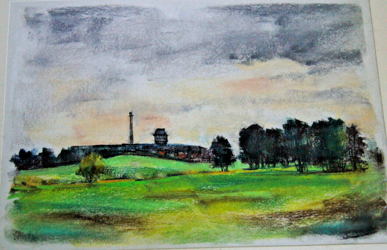 Franz Ehmke *1928-2018 Berlin Pastel View of the Steinberg with Garden