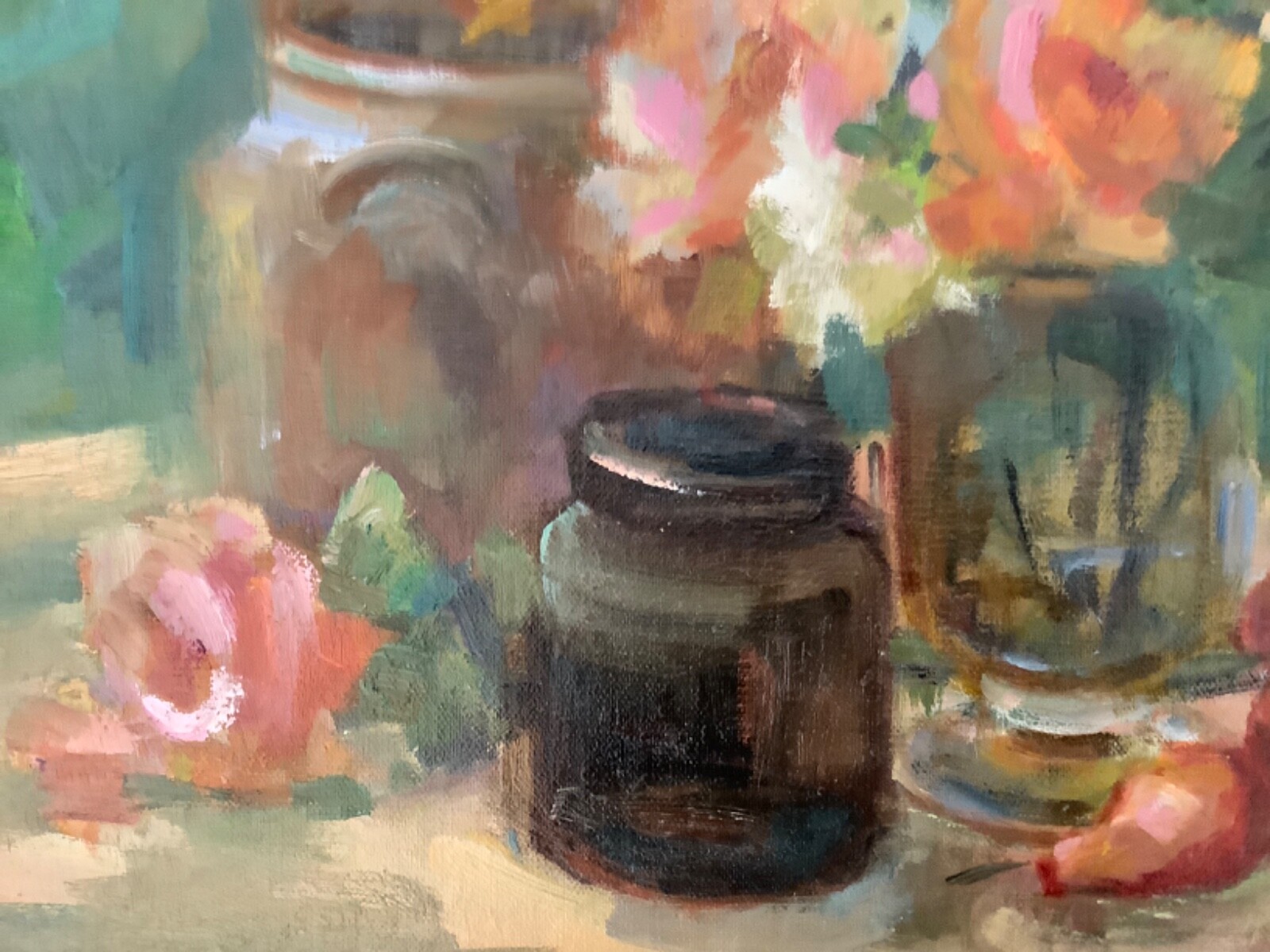 Original Impressionism Framed Oi Painting 12×16 Floral Still Life Signed
