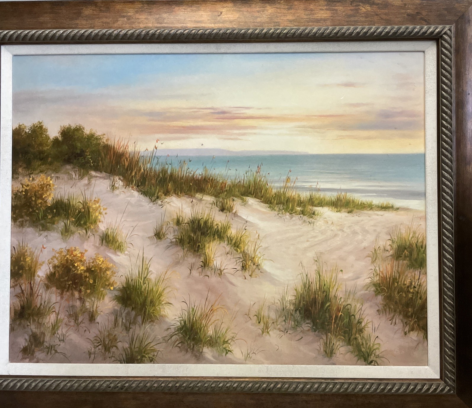 Vintage Coastal Sunset Signed B.Smith Vtg Frame Orig Litho 31″X39″