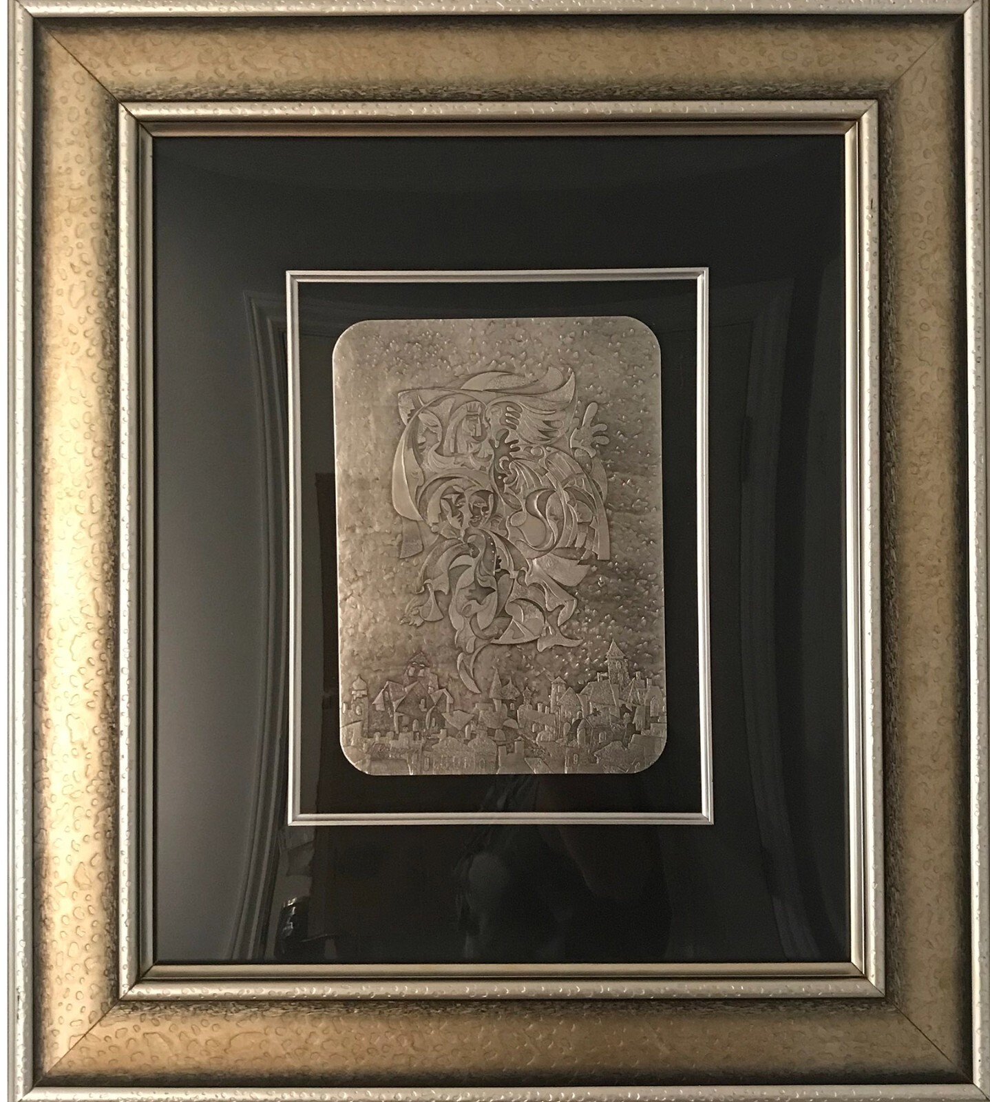 Bluebird by Anatole Krasnyansky Hand-hammered Aluminum, Signed/Matted/Framed