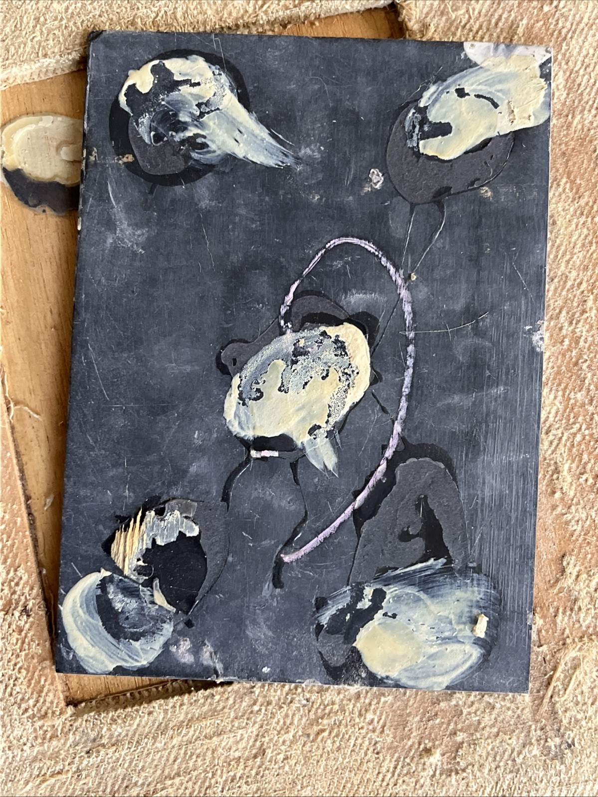 2 – Vintage 4.5” X 6” Encaustic Bird And Flower Pictures On Slate Made In Italy
