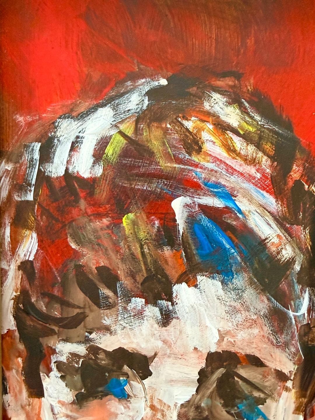 Vintage 1971 Signed Mitchell Oil Painting Expressionist Portrait Indialantic Art