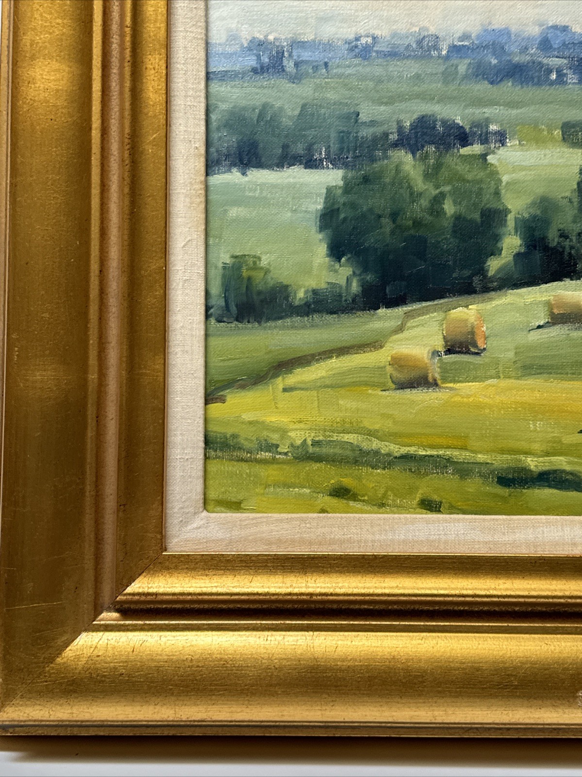 MARK GALE PAINTING IMPRESSIONIST FARM LAND HAY BAILS LANDSCAPE FAMOUS LISTED 16″