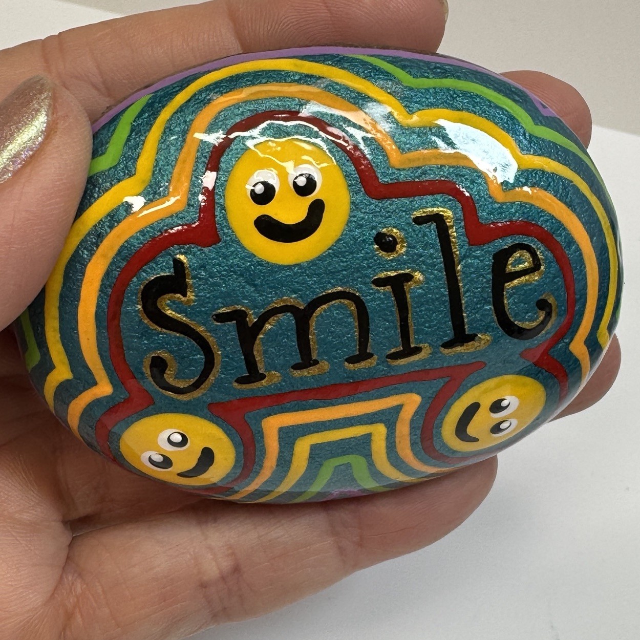 Smile Encouragement/Kindness Rock – Hand-Painted By Jadel Rocks