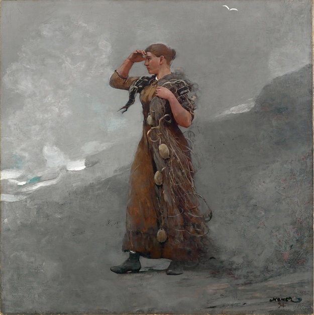 Ｏｉｌ　ｐａｉｎｔｉｎｇ Winslow_Homer The Fisher Girl with Fishing nets in landscape canvas