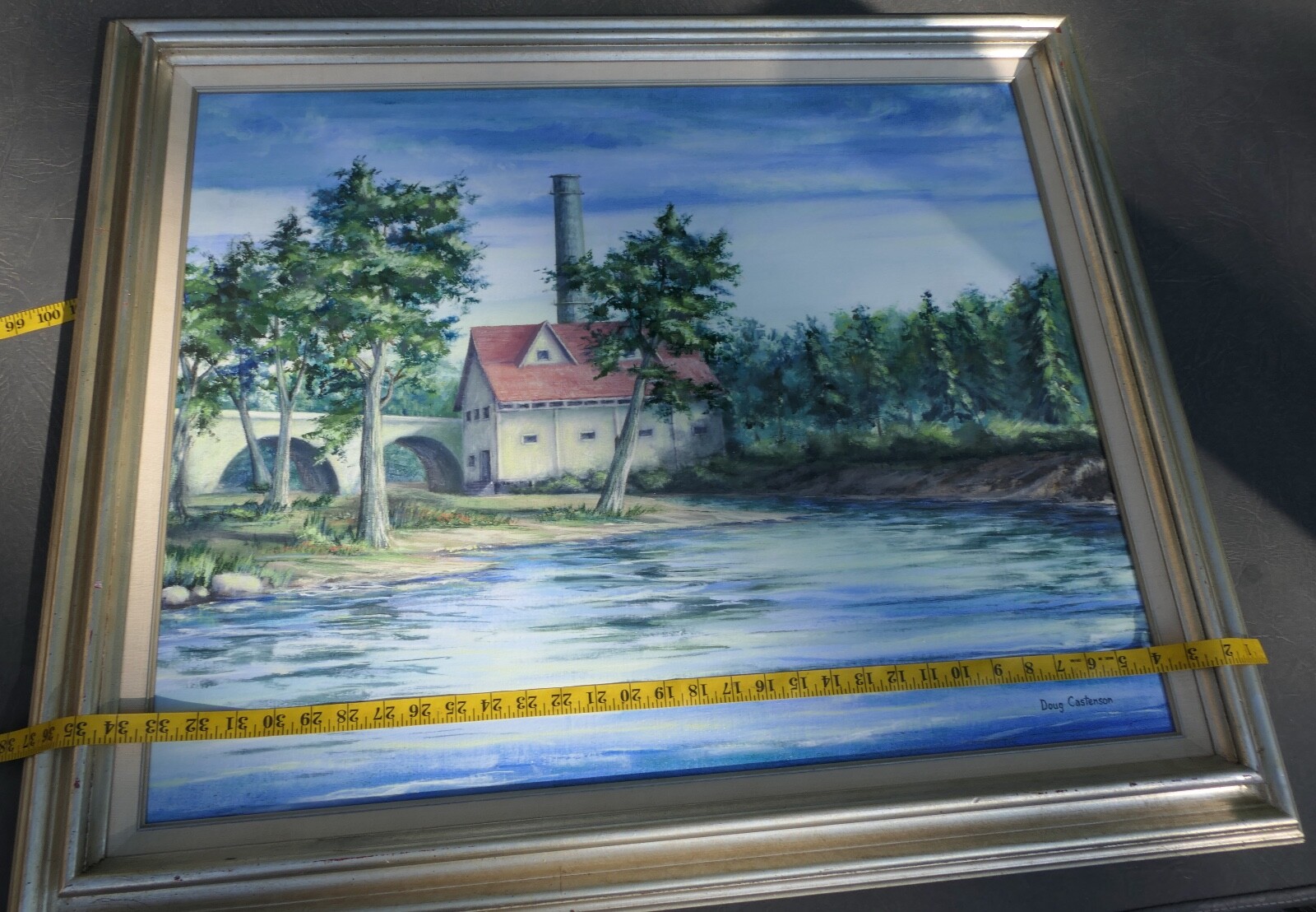 ARTIST SIGNED DOUG CASTENSON OIL PAINTING UNITED STATES MIDWEST WATERMILL
