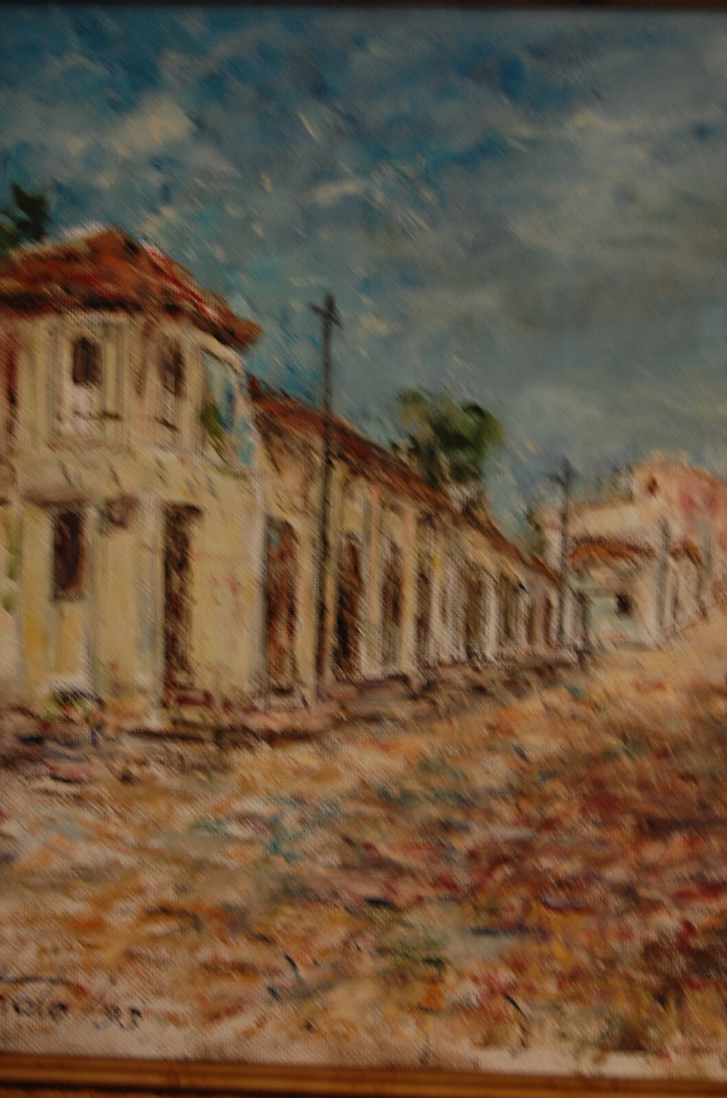 FRAMED SIGNED ORIGINAL OIL COLONIAL STREET OLD HAVANA, CUBA ARTIST: HECTO VIDAL