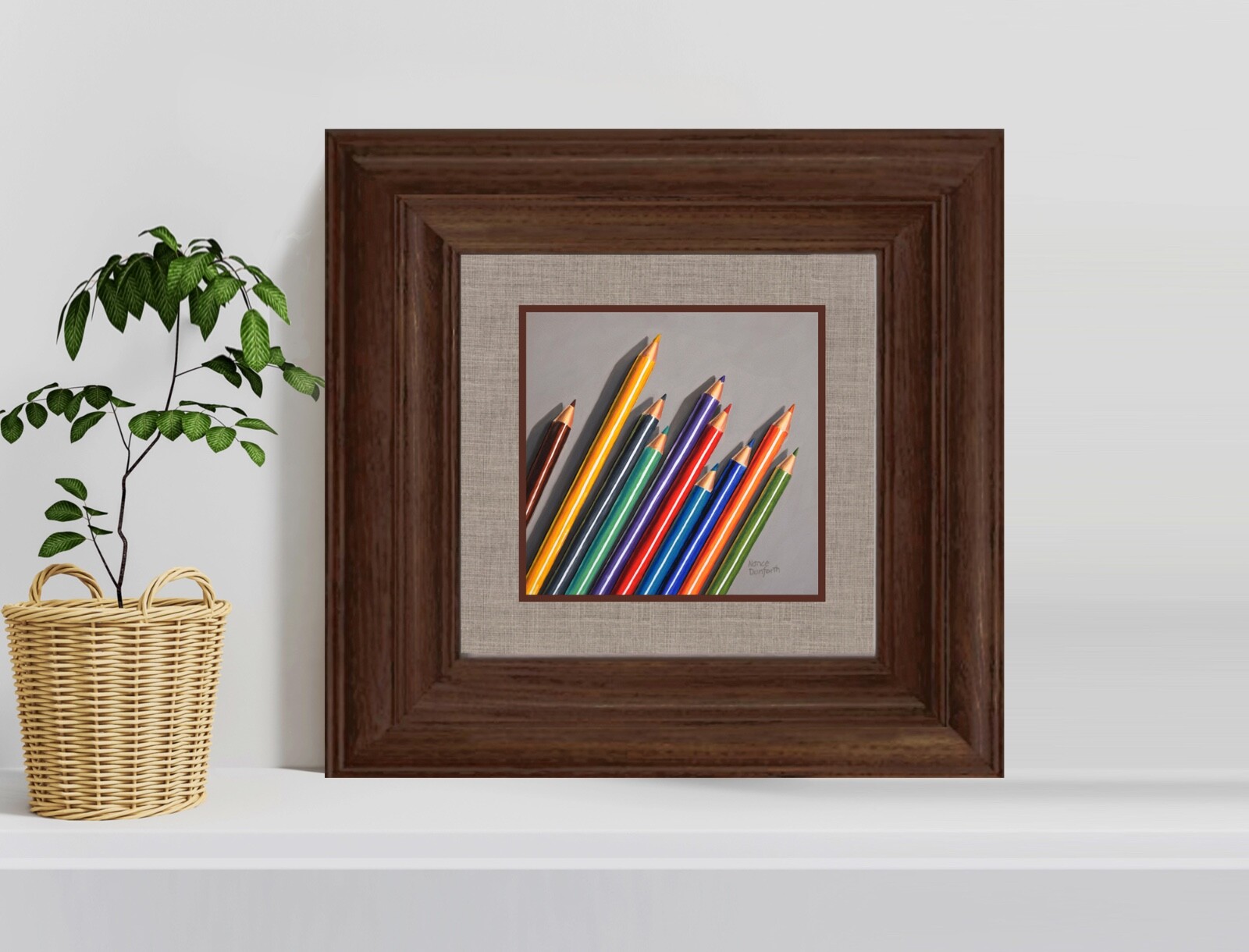 DANFORTH Ten Colored Pencils, 8×8 still life realistic original oil painting