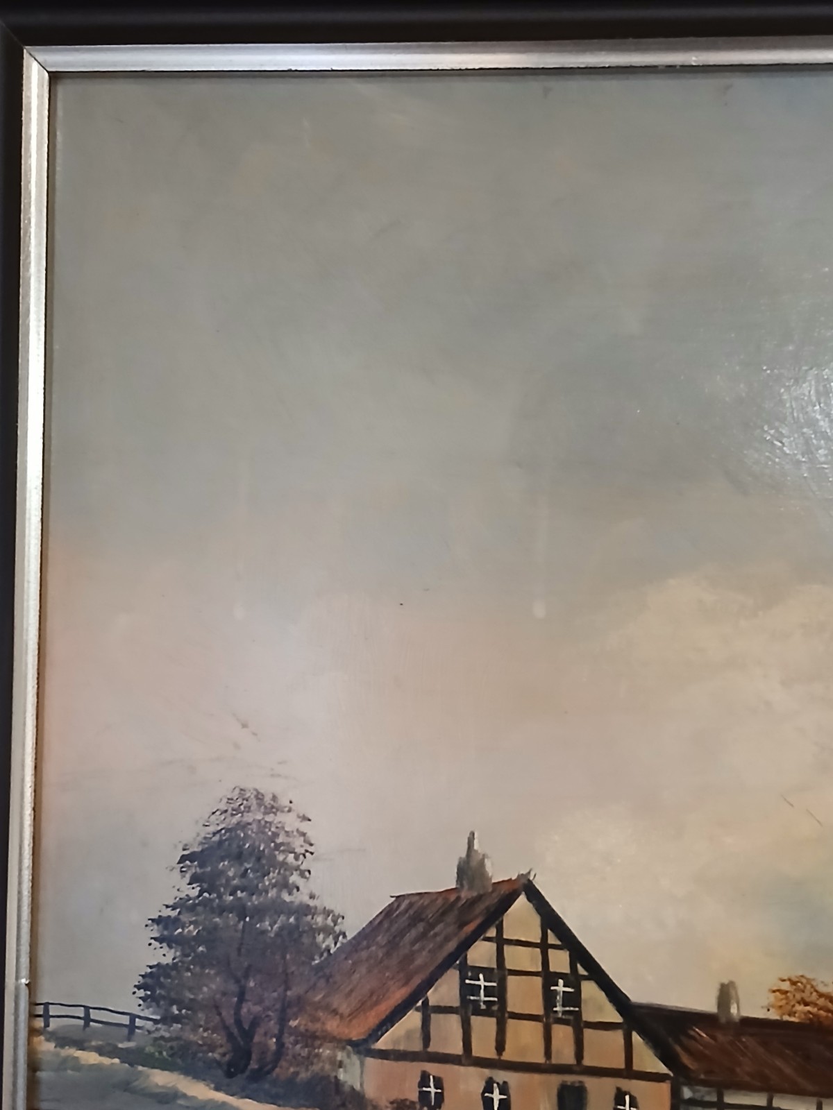 Vintage R. Schneider Signed Original Oil Painting With Wooden Frame 24.5″ X 29″