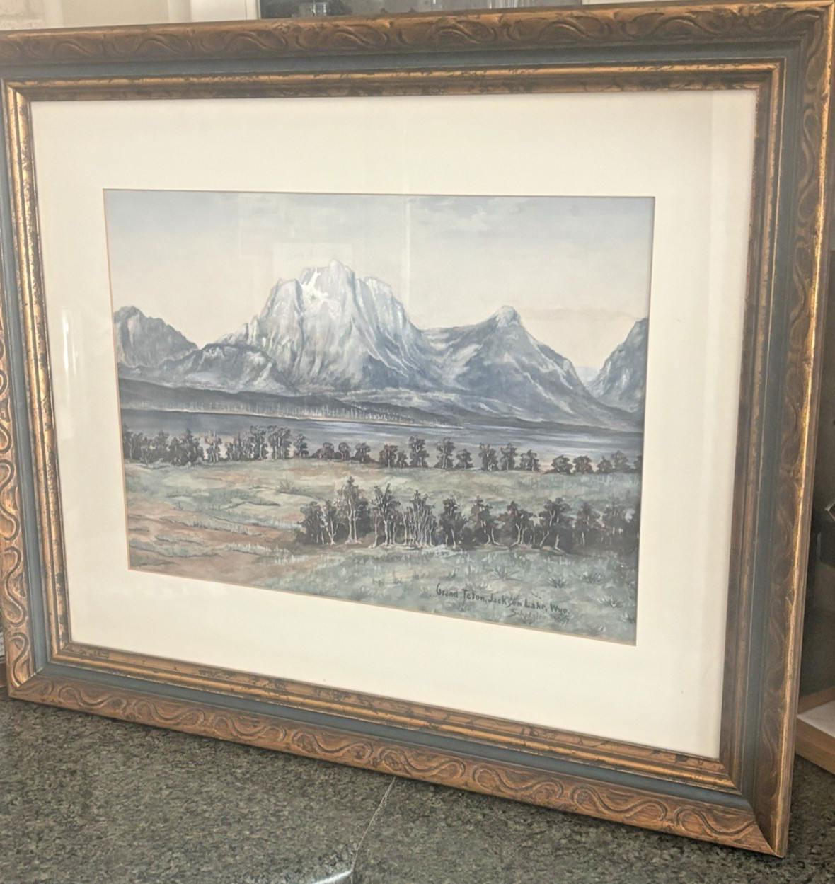 Original Signed Chas Charles Schatzlein Watercolor Grand Teton Charles Russell