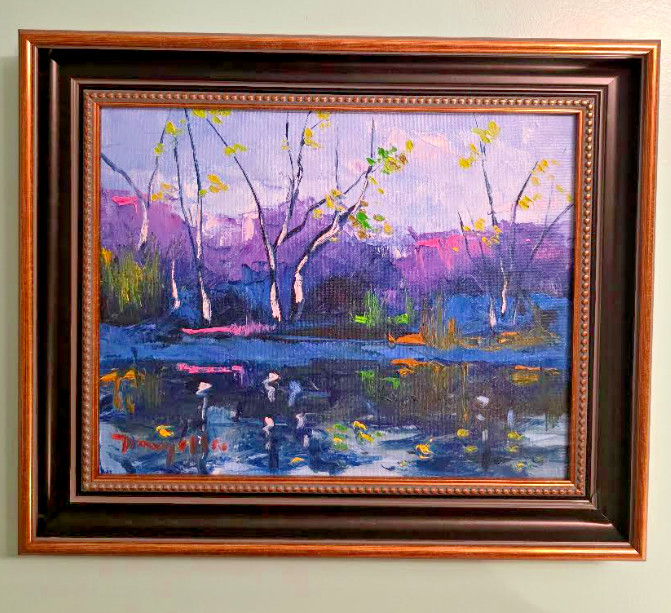 Oil on canvas painting. Landscape by Jose Trujillo . «Late evening»