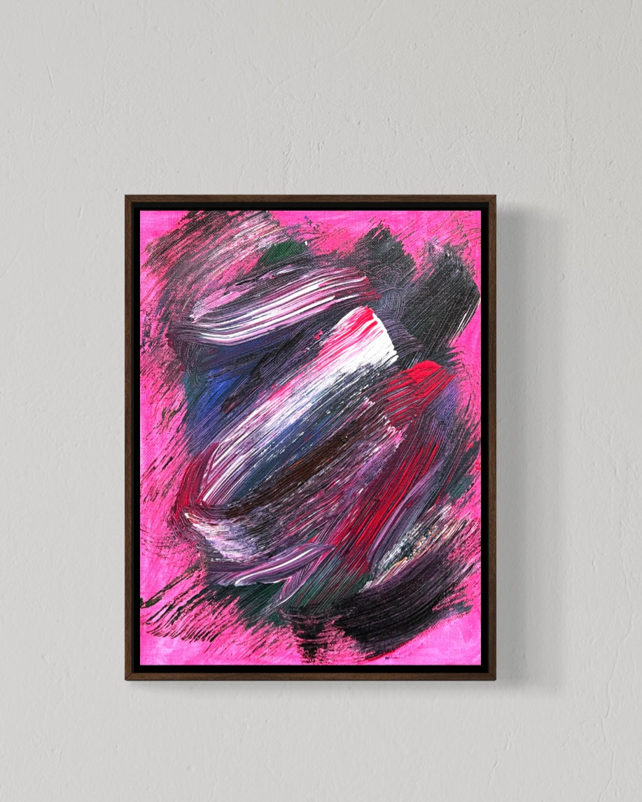 Original Dance Strokes 9×12 Canvas Abstract Acrylic Pink Wall Art