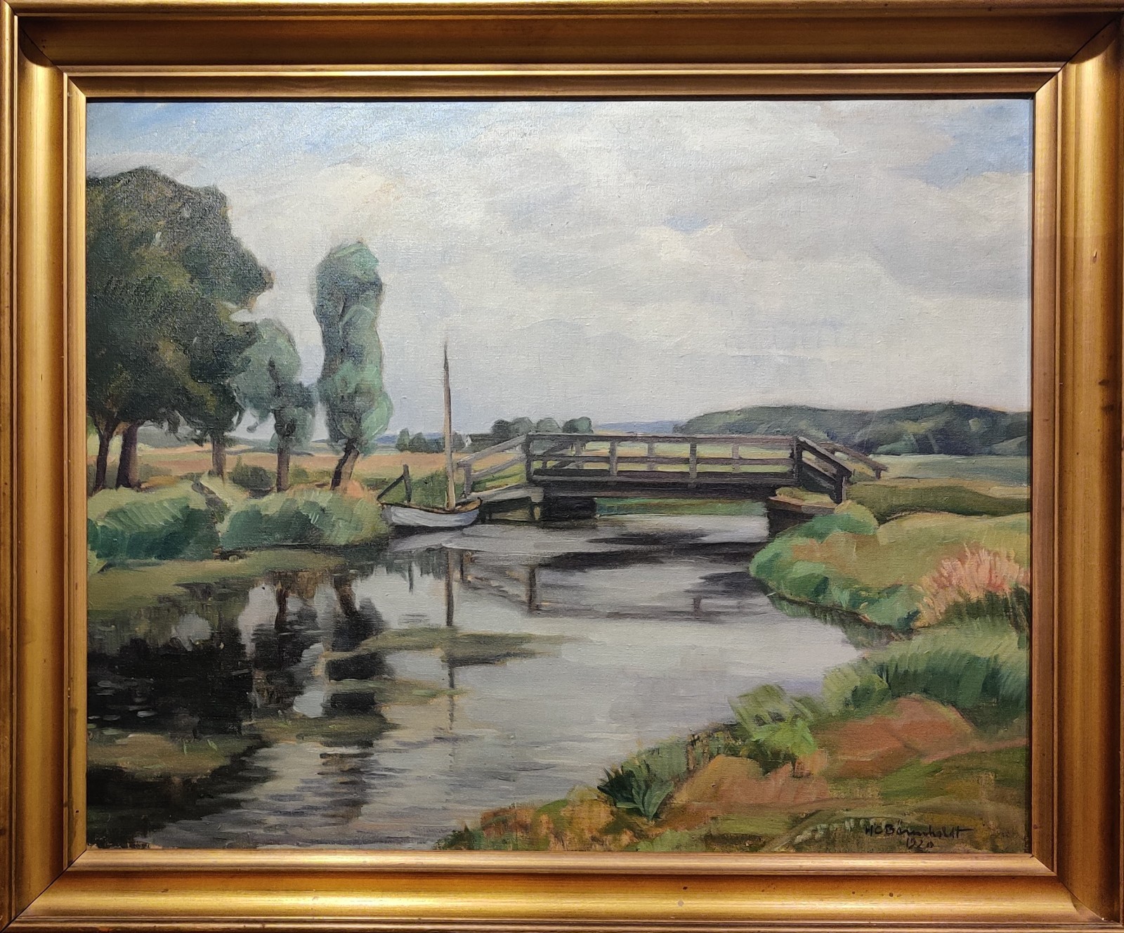 Hans Christian Bärenholdt (1890-1976) WOODEN BRIDGE OVER A STREAM, dated 1920
