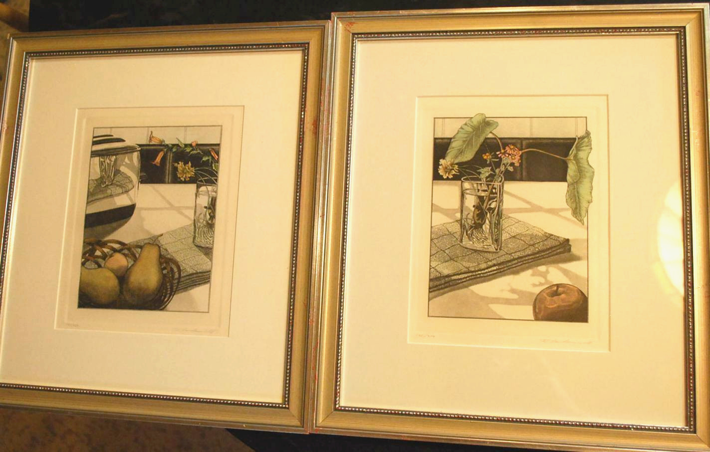 LOUDERMILK Set 2 Kitchen Still Lifes S/N & L/E Hand Colored Etchings Art Prints