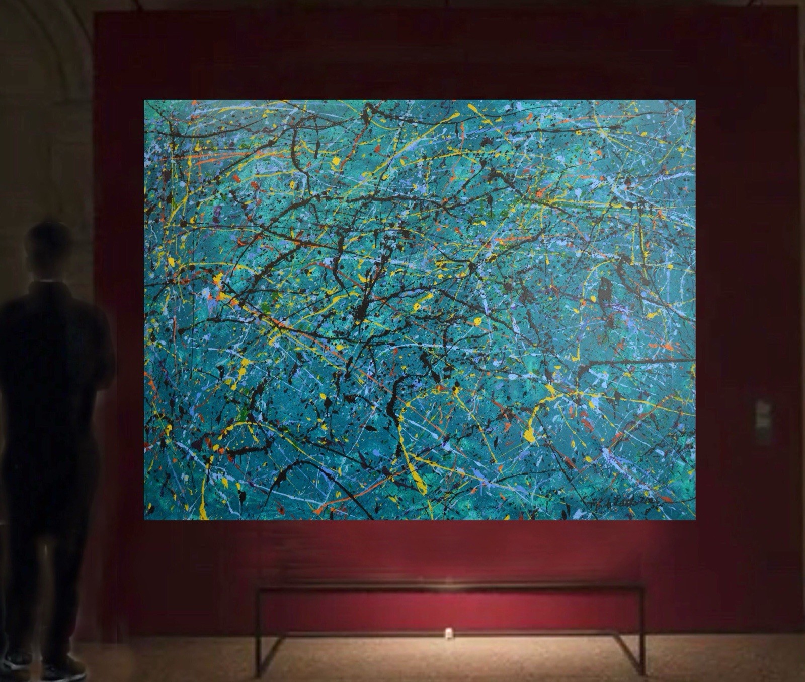 Jackson Pollock Style Giant Canvas Painting 84”X62” (7 Foot) Abstract Modern XL