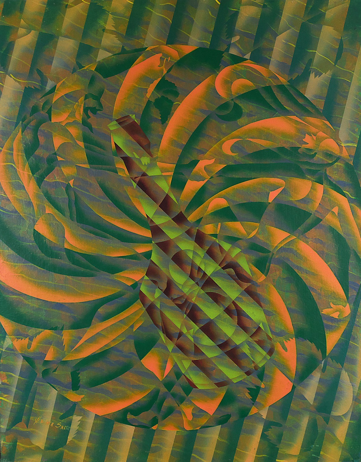 H.Wilson Smith (American,1901-1981) Original Abstract Acrylic Painting Signed