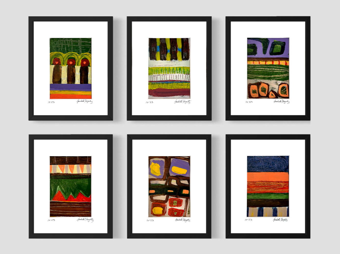 Set Of 6 Original Still Life Collage 8×10 Matted Contemporary Kitchen Wall Art