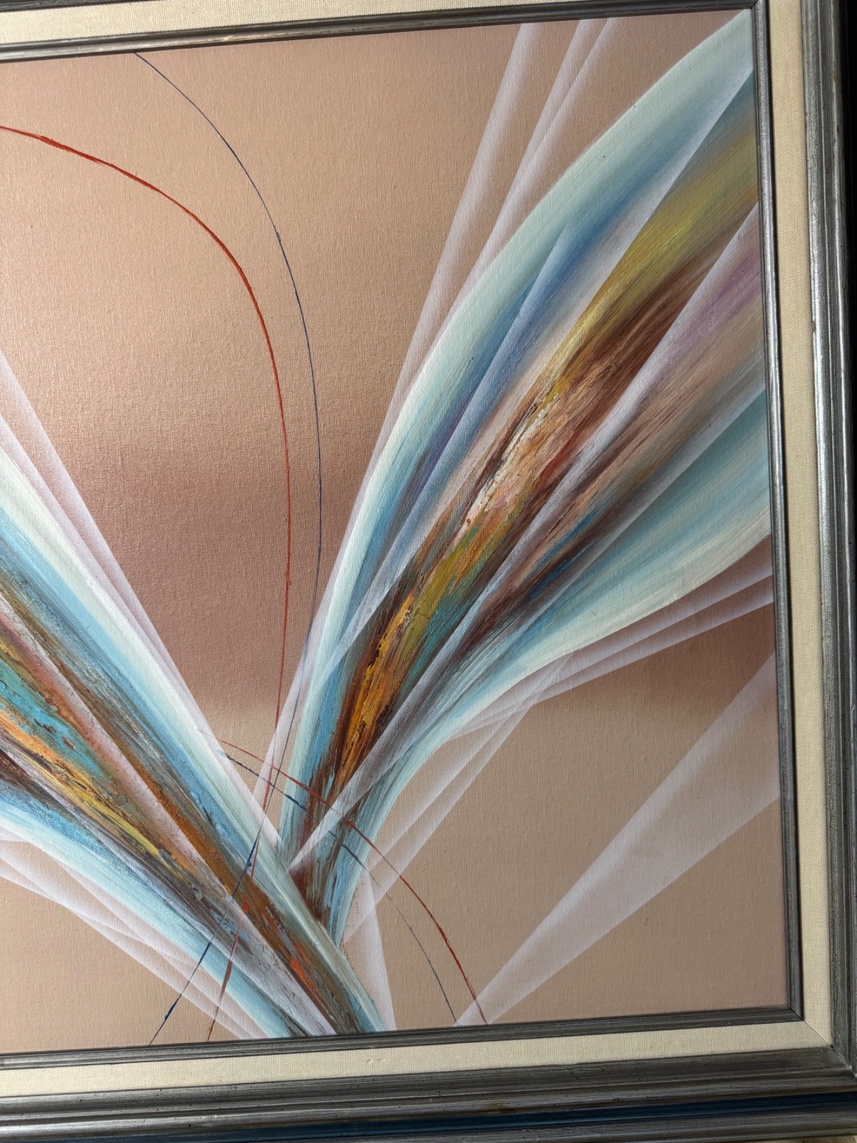 Large S Stephenson «Abstract Composition Scene» Oil Painting – Signed And Framed
