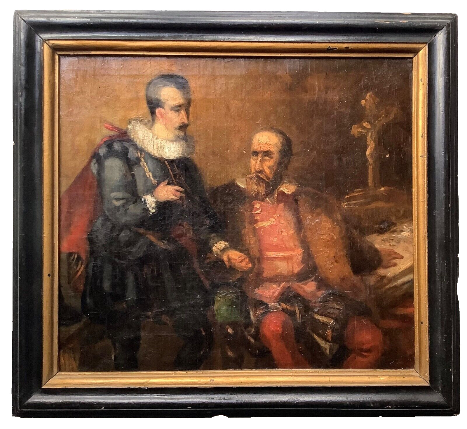 19TH CENTURY – PORTRAIT SPANISH CONQUISTADORS INCA EMPIRE – BAROQUE Oil PAINTING