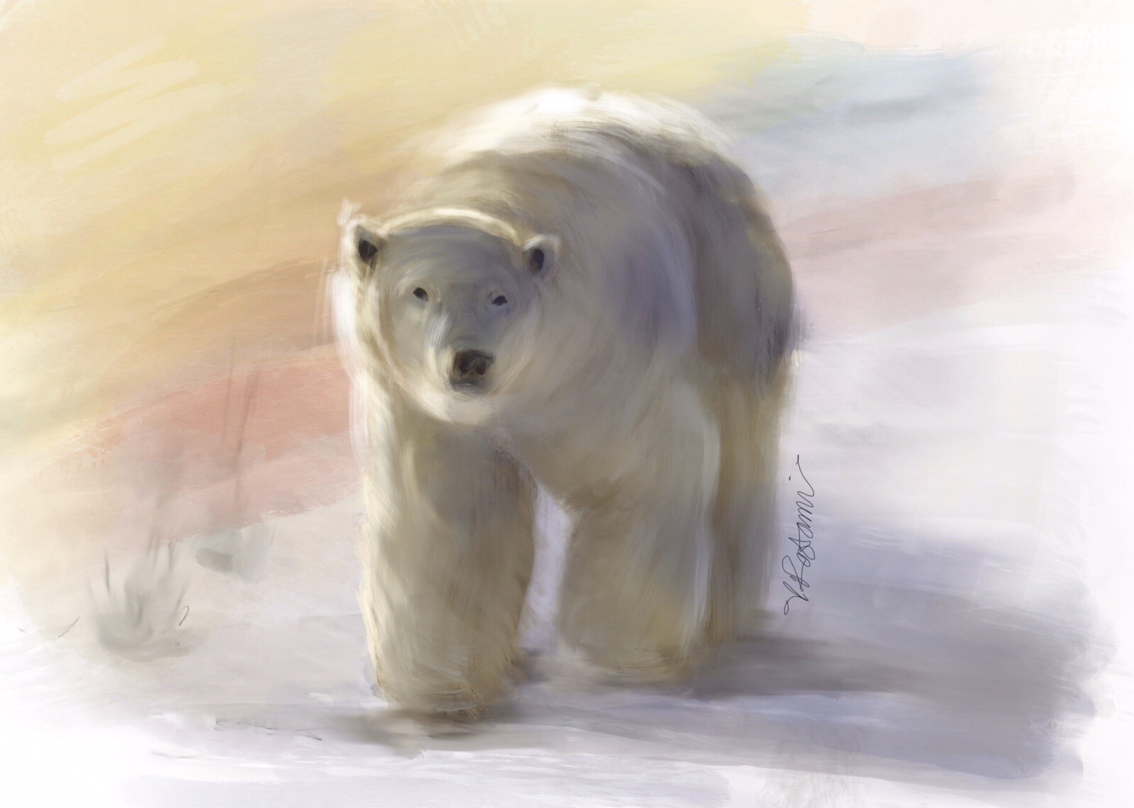 A-702 Print of Digital Painting «Polar Bear» Gift Idea Animals