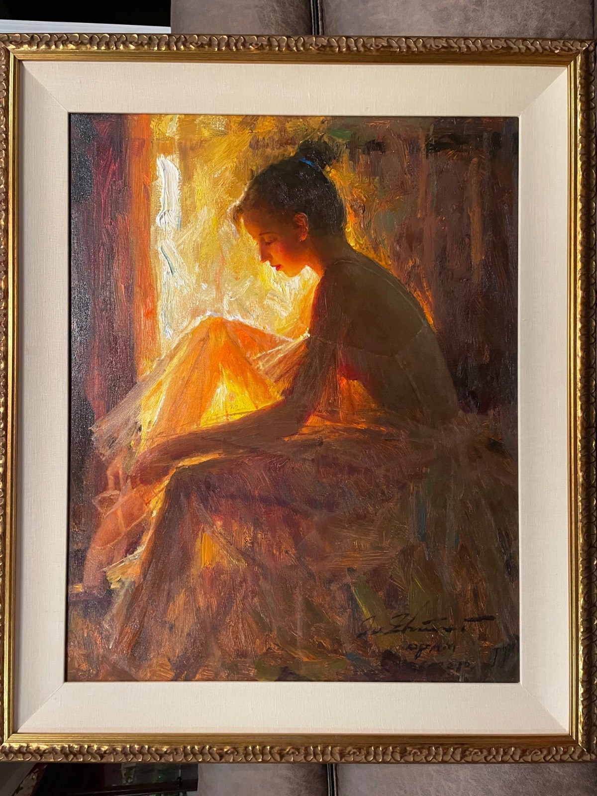 ZHIWEI TU ORIGINAL OIL 30 X 24 «LIGHT FROM THE WINDOW» NICE! SIGNED!