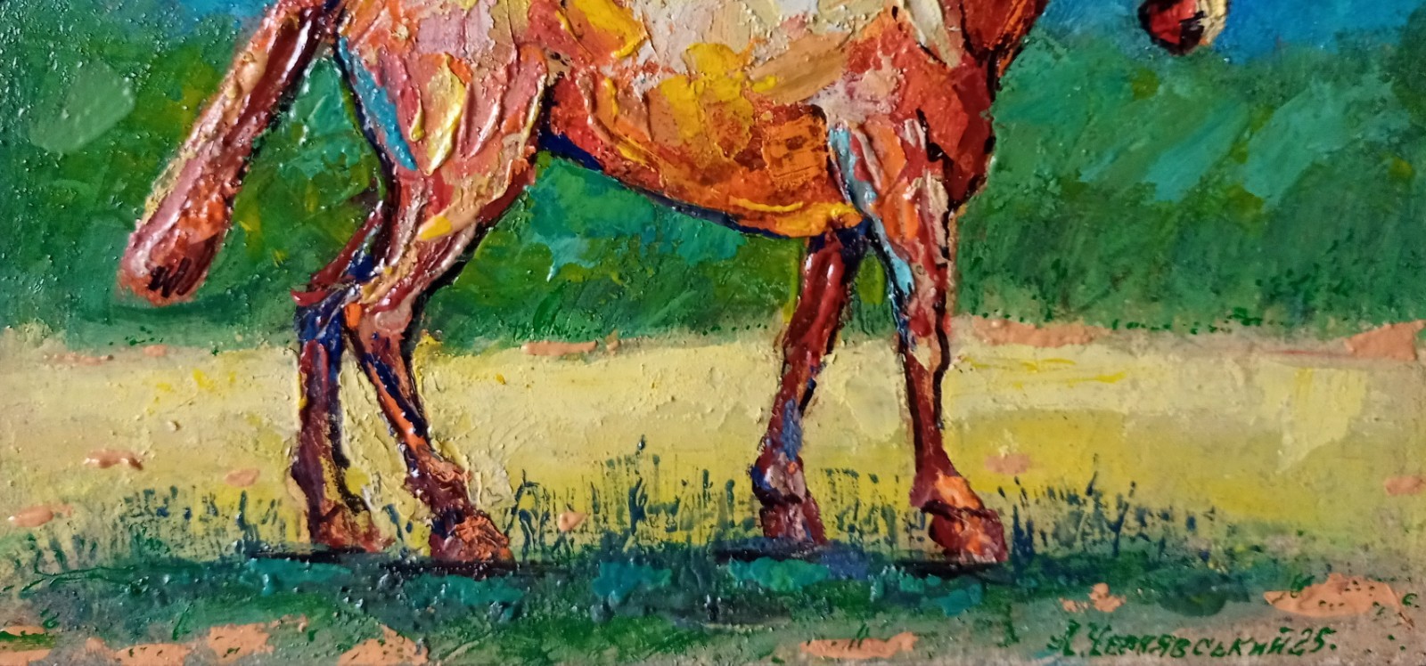 Horse Impasto Painting Original Art Impression Oil Painting 7.8 x 11.8 in