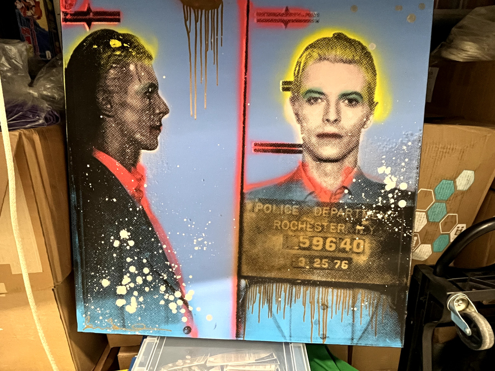 36″ X 36″ David Bowie Canvas Painting Storage Locker Find